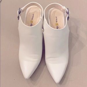 EUC white vegan leather booties size 7